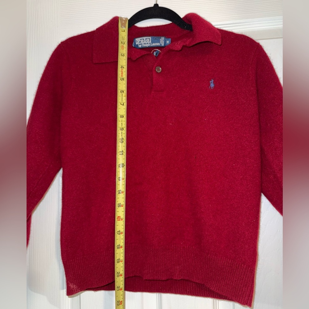 VTG Polo Ralph Lauren Men's Red 100% Lambswool 1/4 Polo Shirt Long Sleeve Size S